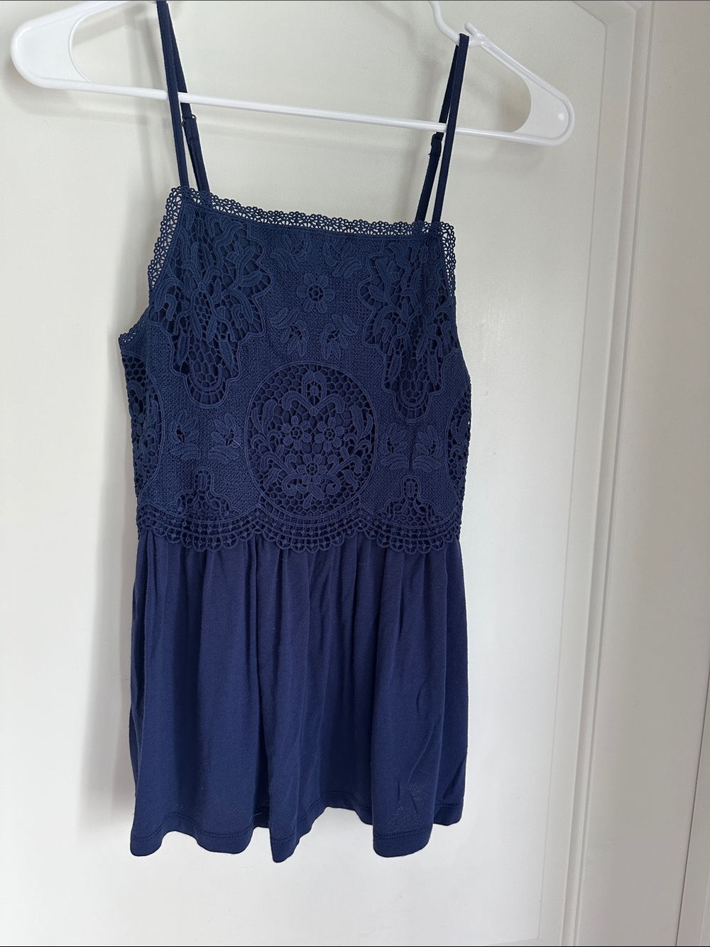 Lace Yoke Navy Spaghetti Strap Camisole